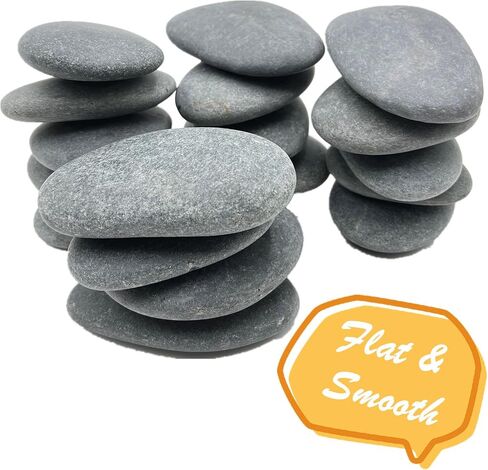 Lifetop 16PCS Painting Rocks, 2"-3" Natural River DIY Rock Flat & Smooth Kindness Rocks for Arts, Crafts, Decoration, Medium Stone for Painting,Hand Picked in Kuwait