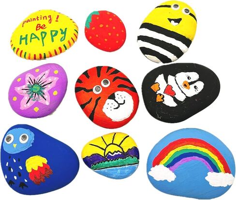 Lifetop 16PCS Painting Rocks, 2"-3" Natural River DIY Rock Flat & Smooth Kindness Rocks for Arts, Crafts, Decoration, Medium Stone for Painting,Hand Picked in Kuwait
