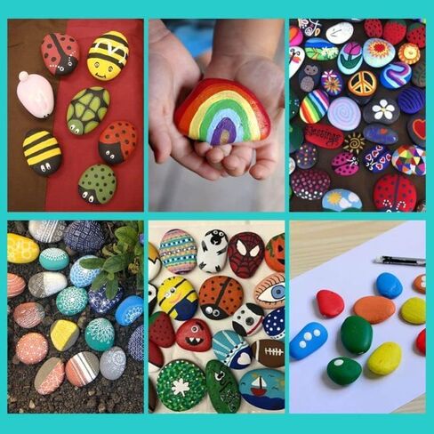 Lifetop 16PCS Painting Rocks, 2"-3" Natural River DIY Rock Flat & Smooth Kindness Rocks for Arts, Crafts, Decoration, Medium Stone for Painting,Hand Picked in Kuwait