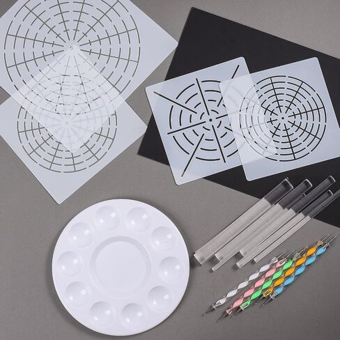 Whaline 18 Set Art Dotting Tools Mandala Dotting Tools Including 4 Mandala Stencils, 8 x Acrylic Rods, Paint Tray and 5 Double Sided Dotting Tools in Saudi Arabia