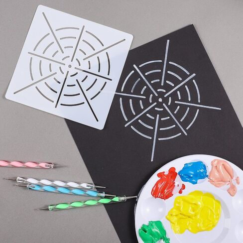 Whaline 18 Set Art Dotting Tools Mandala Dotting Tools Including 4 Mandala Stencils, 8 x Acrylic Rods, Paint Tray and 5 Double Sided Dotting Tools in Saudi Arabia