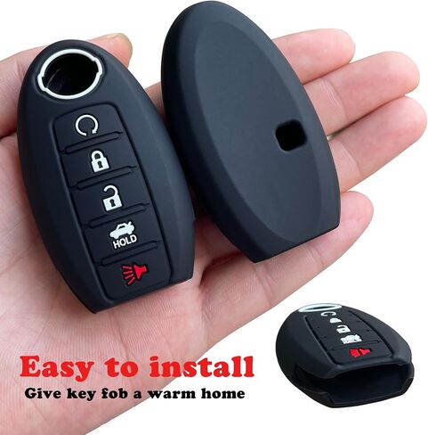 غطاء مفتاح Fob من TANDRIVE لسيارة Nissan Rogue Pathfinder 2023 2024، 5 أزرار، سيليكون، عبوتان، زر أحمر وأبيض، أسود in Kuwait