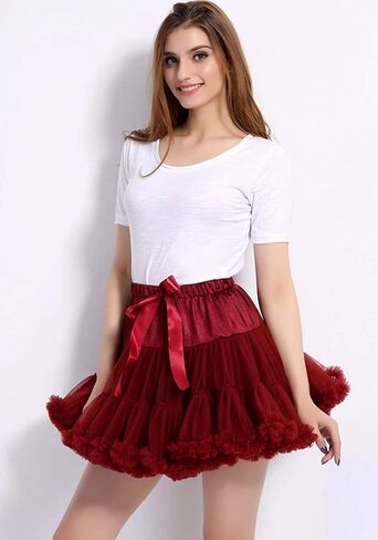 Women's Girls Elastic Waist Multi-Layer Tulle Tutu Short Skirt Petticoat in Kuwait