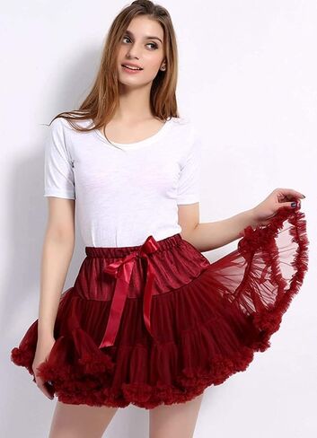 Women's Girls Elastic Waist Multi-Layer Tulle Tutu Short Skirt Petticoat in Kuwait