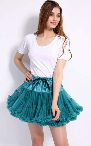 Women's Girls Elastic Waist Multi-Layer Tulle Tutu Short Skirt Petticoat in Kuwait