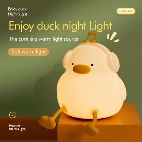 LED Duck Night Light for Kids, Cute Silicone Squishy Light Up Duck Nursery Lamp, 3-Level Dimmable Nightlight for Baby Children Bedroom Decor, Touch Bedside Lamp Creative Gifts for Boys Girls Women in Saudi Arabia