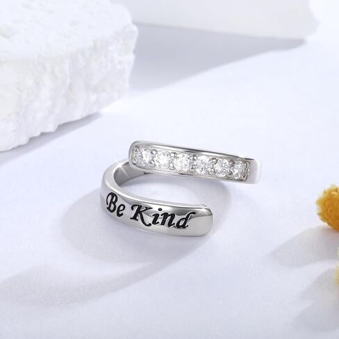 Be Kind of a B Ring 925 فضة استرليني رسالة مخفية خواتم قابلة للتعديل للنساء أفضل الأصدقاء هدايا الأخوات in Kuwait