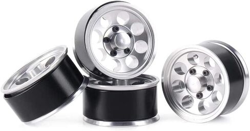 WONFAST 4 قطع 1.55 بوصة معدنية Beadlock Wheels Hub RC سبائك الألومنيوم عجلة حافة بديلة لسيارة 1/10 RC الزاحفة D90 TF2 Tamiya CC01 CC02 LC70 LC80 ترقية أجزاء (فضي) in Kuwait