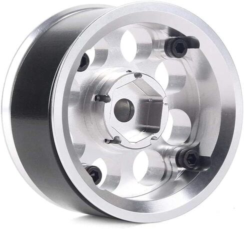WONFAST 4 قطع 1.55 بوصة معدنية Beadlock Wheels Hub RC سبائك الألومنيوم عجلة حافة بديلة لسيارة 1/10 RC الزاحفة D90 TF2 Tamiya CC01 CC02 LC70 LC80 ترقية أجزاء (فضي) in Kuwait