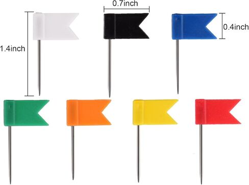 300 قطعة من دبابيس دفع علم الخريطة من Sunmns، 7 ألوان متنوعة in Kuwait