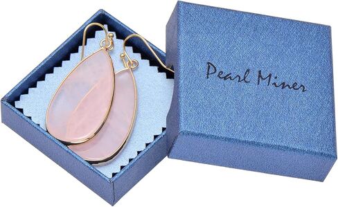 14K Yellow Gold Edged Stone Green Amazonite Flat Drop Earrings for Women in Saudi Arabia