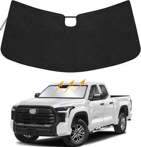 JDMCAR غطاء شمسي للزجاج الأمامي متوافق مع ملحقات Toyota Tundra 2022 2023 2024، درع شمسي قابل للطي، مادة متينة للأشعة فوق البنفسجية وحماية من حرارة الشمس in Kuwait