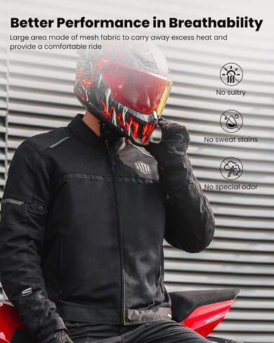 ILM Motorcycle Riding Jacket with Mesh CE Armor and Removable Liner Dual Sport Protective All Season Jacket for Men Model JAM1((Black, Medium) in Saudi Arabia