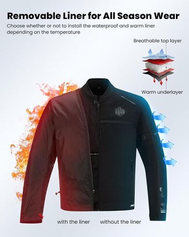 ILM Motorcycle Riding Jacket with Mesh CE Armor and Removable Liner Dual Sport Protective All Season Jacket for Men Model JAM1((Black, Medium) in Saudi Arabia