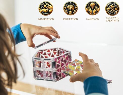 Creatiles Rainbow Mosaic Magnetic Tiles: 52 Pieces Modern Colors, STEM Education - Vibrant Building Blocks Toy for Imaginative Play and Learning - Best Gift for Kids Ages 3 4 5 6 7 8 9 10+ in Kuwait