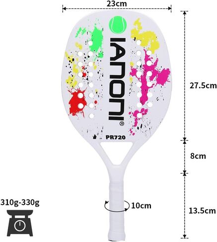 ianoni Beach Tennis Racket,Carbon Fiber Grit Face with EVA Memory Foam Core Beach Tennis Racket in Saudi Arabia