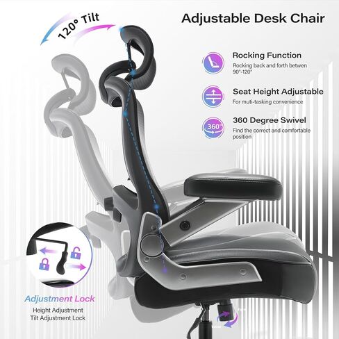 500lbs Big and Tall Office Chair- Heavy Duty Executive Computer Chair with 3D Flip Arms Large Wheels, Ergonomic Mesh High Back Desk Chair, Extra Wide Seat Adjustable Lumbar Support&Headrest in Saudi Arabia