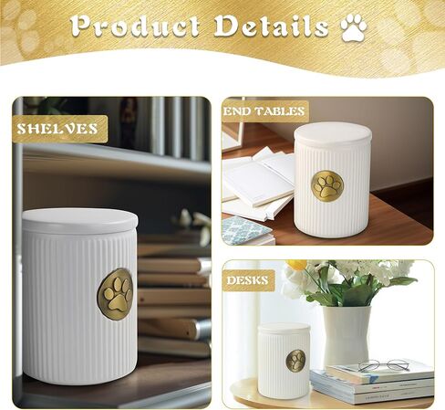 The7boX جرة الحيوانات الأليفة للكلاب أو القطط، جرة السيراميك لرماد القطط والكلاب، الجرار السميكة للحيوانات الأليفة مع نمط طباعة مخالب، تذكار النقاء للقطط (60 رطل) in Kuwait