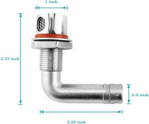 Dodimu الفولاذ المقاوم للصدأ 90 درجة الكوع القارب من خلال هيكل خزان الوقود تنفيس لخرطوم الهوية 5/8 بوصة (16 مم) in Kuwait
