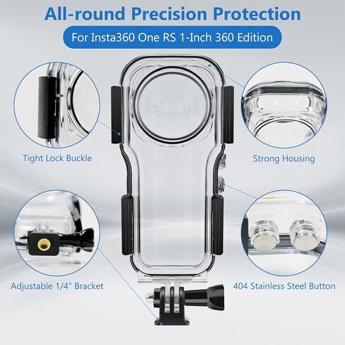 iEago RC 40M/131FT Dive Case for Insta360 One RS 1-Inch 360 Edition Underwater Photography Waterproof Housing Case with Bracket Mount Adapter Accessories in Saudi Arabia