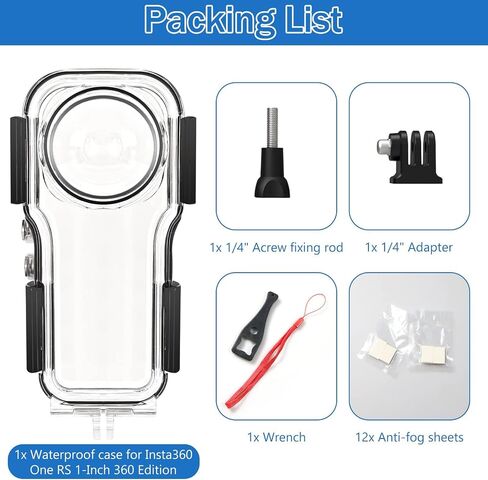 iEago RC 40M/131FT Dive Case for Insta360 One RS 1-Inch 360 Edition Underwater Photography Waterproof Housing Case with Bracket Mount Adapter Accessories in Saudi Arabia