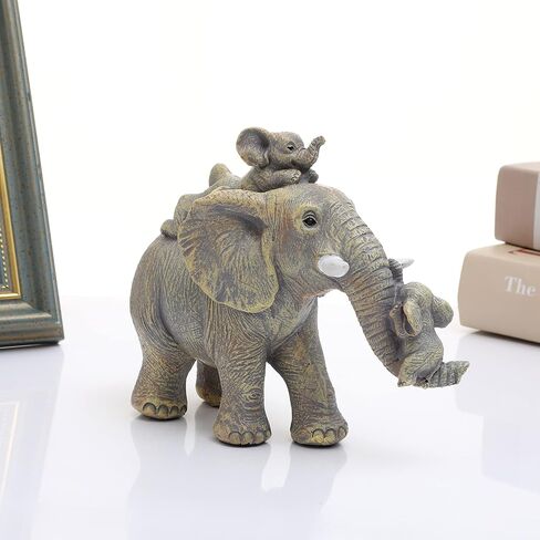 MrHsiang Cute Good Luck Elephant Statue Home Decor Elephant Gifts for Women Brings Good Luck & Strength for Living Room, Office ，Shelf & More! in Saudi Arabia