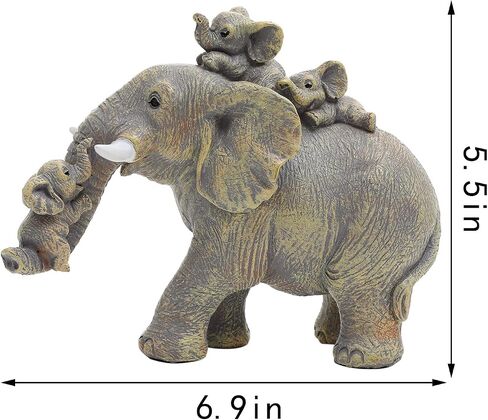 MrHsiang Cute Good Luck Elephant Statue Home Decor Elephant Gifts for Women Brings Good Luck & Strength for Living Room, Office ，Shelf & More! in Saudi Arabia