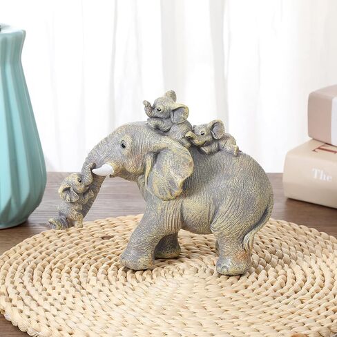 MrHsiang Cute Good Luck Elephant Statue Home Decor Elephant Gifts for Women Brings Good Luck & Strength for Living Room, Office ，Shelf & More! in Saudi Arabia