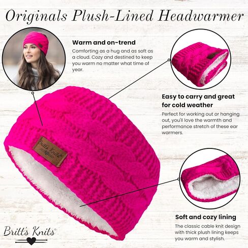 Britt's Knits Cable Knit Warm Plush-Lined Headwarmer One Size in Saudi Arabia