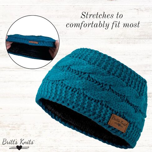 Britt's Knits Cable Knit Warm Plush-Lined Headwarmer One Size in Saudi Arabia