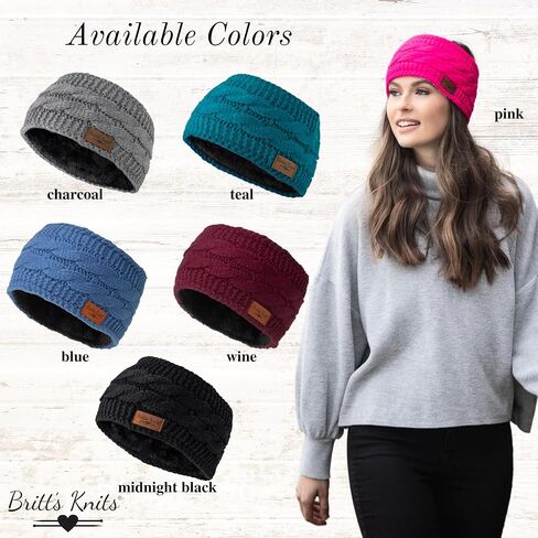 Britt's Knits Cable Knit Warm Plush-Lined Headwarmer One Size in Saudi Arabia