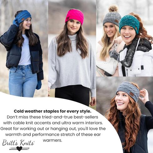 Britt's Knits Cable Knit Warm Plush-Lined Headwarmer One Size in Saudi Arabia