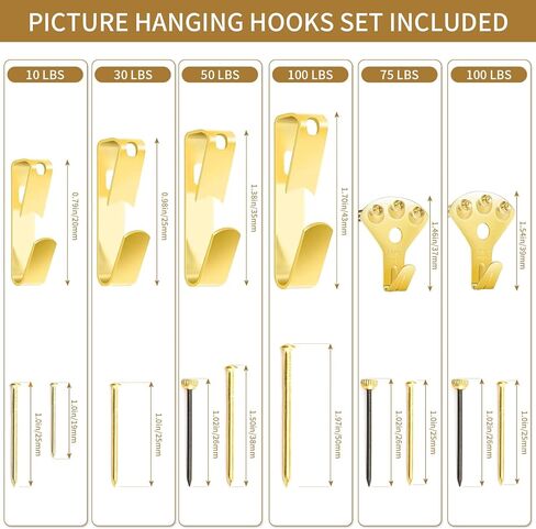 Picture Hanging Assortment Kit, 330PCS Picture Hanging Kit, Picture Hangers, Picture Hanging Hooks, with Sawtooth, Screw Eyes, D Rings, Nails, Screws, Steel Wire,10-100lb Frame Hanging Hardware in Kuwait