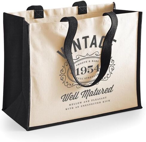 70th Birthday Gift Bag Keepsake Vintage Bag for Women Men Age 70 Novelty Shopping Tote 13 inches x 16.5 inches x 7.5 inches (Black) in Saudi Arabia
