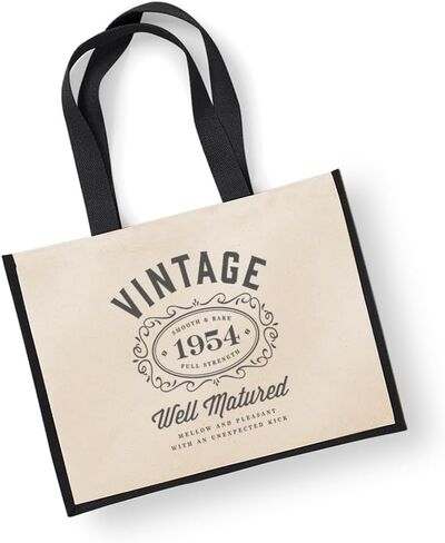 70th Birthday Gift Bag Keepsake Vintage Bag for Women Men Age 70 Novelty Shopping Tote 13 inches x 16.5 inches x 7.5 inches (Black) in Saudi Arabia