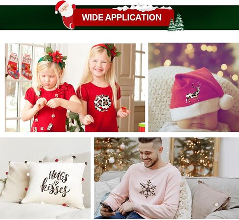 HTVRONT Christmas HTV Heat Transfer Vinyl - 2 Rolls 10" x 5ft Buffalo Plaid Christmas HTV Vinyl Bundle, Red Black and Black White Plaid Iron on Vinyl for Cricut and Christmas Decorations in Saudi Arabia