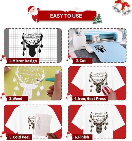 HTVRONT Christmas HTV Heat Transfer Vinyl - 2 Rolls 10" x 5ft Buffalo Plaid Christmas HTV Vinyl Bundle, Red Black and Black White Plaid Iron on Vinyl for Cricut and Christmas Decorations in Saudi Arabia