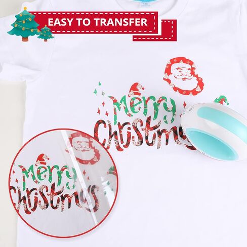 HTVRONT Christmas HTV Heat Transfer Vinyl - 2 Rolls 10" x 5ft Buffalo Plaid Christmas HTV Vinyl Bundle, Red Black and Black White Plaid Iron on Vinyl for Cricut and Christmas Decorations in Saudi Arabia