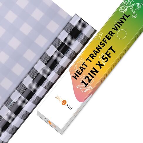 HTVRONT Christmas HTV Heat Transfer Vinyl - 2 Rolls 10" x 5ft Buffalo Plaid Christmas HTV Vinyl Bundle, Red Black and Black White Plaid Iron on Vinyl for Cricut and Christmas Decorations in Saudi Arabia