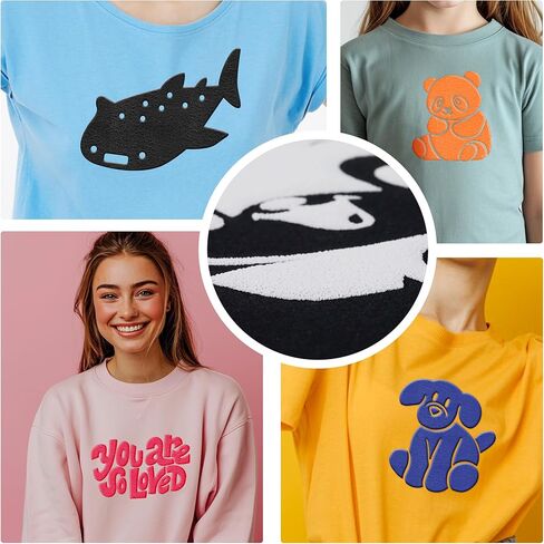 نقل الحرارة من الفينيل الأبيض المنتفخ، 25.4 سم × 3 أقدام من الفينيل الأبيض المنتفخ، لفافة فينيل نقل الحرارة ثلاثية الأبعاد للقمصان التي تصنعها بنفسك، HTV منتفخ أبيض متوافق مع آلة Cricut أو الضغط الحراري، سهل القطع والأعشاب in Kuwait