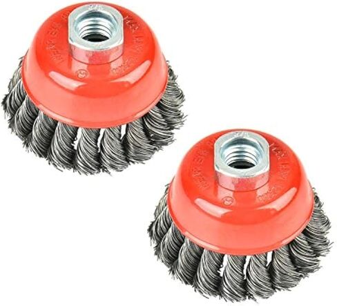 ET018 3 inch Wire Wheel Brush,Twisted Knotted Cup Brush for Grinders,Rust Removal,Heavy Cleaning Rust,Stripping and Abrasive, for Angle Grinder, 2 Pack in Kuwait