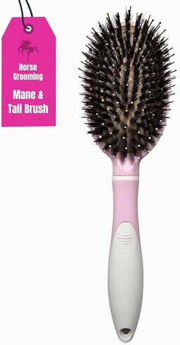 Mane & Tail Horse Grooming Brush, Natural Bristles & Nylon Pins, Detangles & Conditions Thick, Curly or Fine Equine Hair in Saudi Arabia