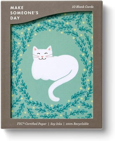بطاقات ملاحظات فارغة في صندوق وافي - 10 بطاقات ملاحظات لجميع المناسبات - تصميم محبوب للقطط in Kuwait