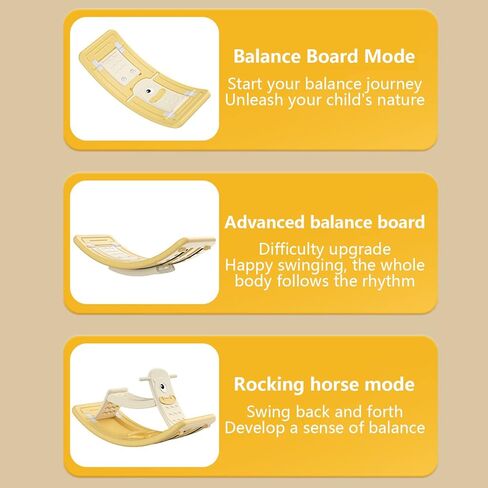 Children's Balance Rocking Board Convertible to Rocking Horse Sturdy Plastic Montessori Toys Suitable for Children's Yoga Stimulates the vestibular system Maximum load-bearing 150LB (Green) in Kuwait