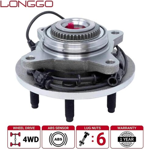 [مجموعة من 2] Longgo 515043 محور العجلة الأمامية ومجموعة المحمل متوافقة مع 4WD 4x4 2000-2006 Ford Expedition، 00-06 Lincoln Navigator - 6 عروات مع ABS in Kuwait