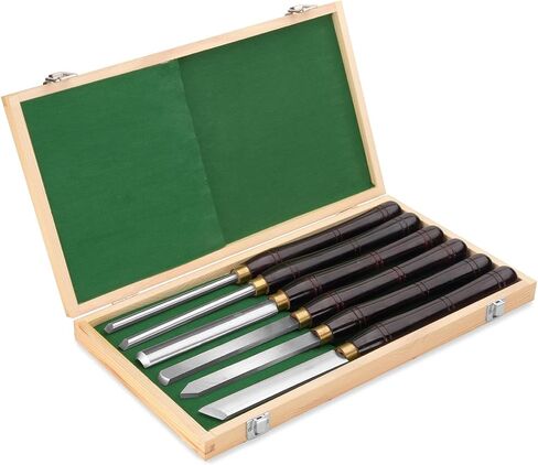 Urbansential Woodworking HSS Wood Turning Tools Lathe Chisel Set of 6 pcs, with Wooden Box in Kuwait