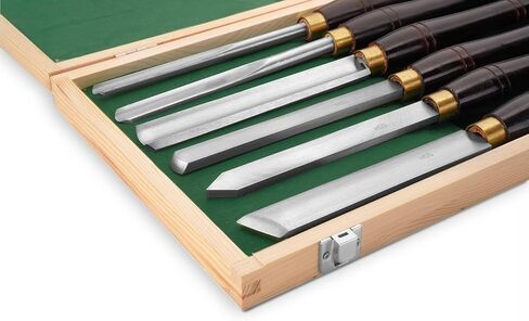 Urbansential Woodworking HSS Wood Turning Tools Lathe Chisel Set of 6 pcs, with Wooden Box in Kuwait