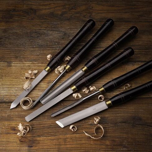 Urbansential Woodworking HSS Wood Turning Tools Lathe Chisel Set of 6 pcs, with Wooden Box in Kuwait