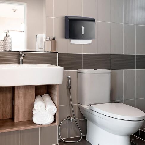 Little World Paper Towel Dispenser Wall Mount - Touchless Paper Towel Dispenser Multifold Paper Towel Dispenser Large Capacity Commercial Wall Paper Towel holder for Bathroom Kitchen Black in Saudi Arabia