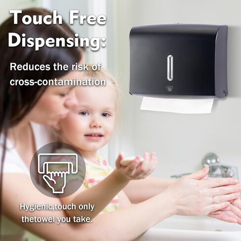 Little World Paper Towel Dispenser Wall Mount - Touchless Paper Towel Dispenser Multifold Paper Towel Dispenser Large Capacity Commercial Wall Paper Towel holder for Bathroom Kitchen Black in Saudi Arabia